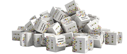 Jumbled pile of cardboard collection boxes